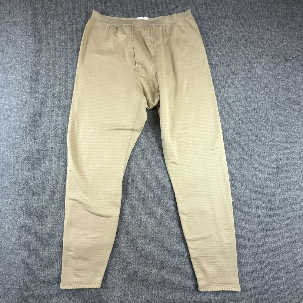 Polartec Long Johns Mens Large Beige Thermal Fleece Cold Weather Gen III Army